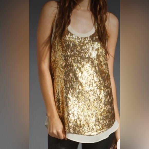 Pencey Gold Sequin Racer Back Tank Top Size XS - Picture 1 of 6